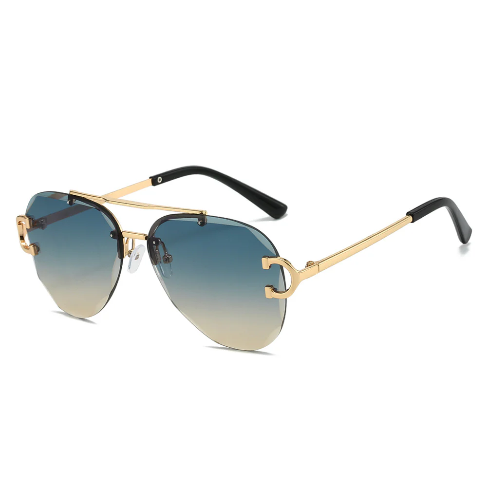 Stylish Blue Gradient Rimless Sunglasses