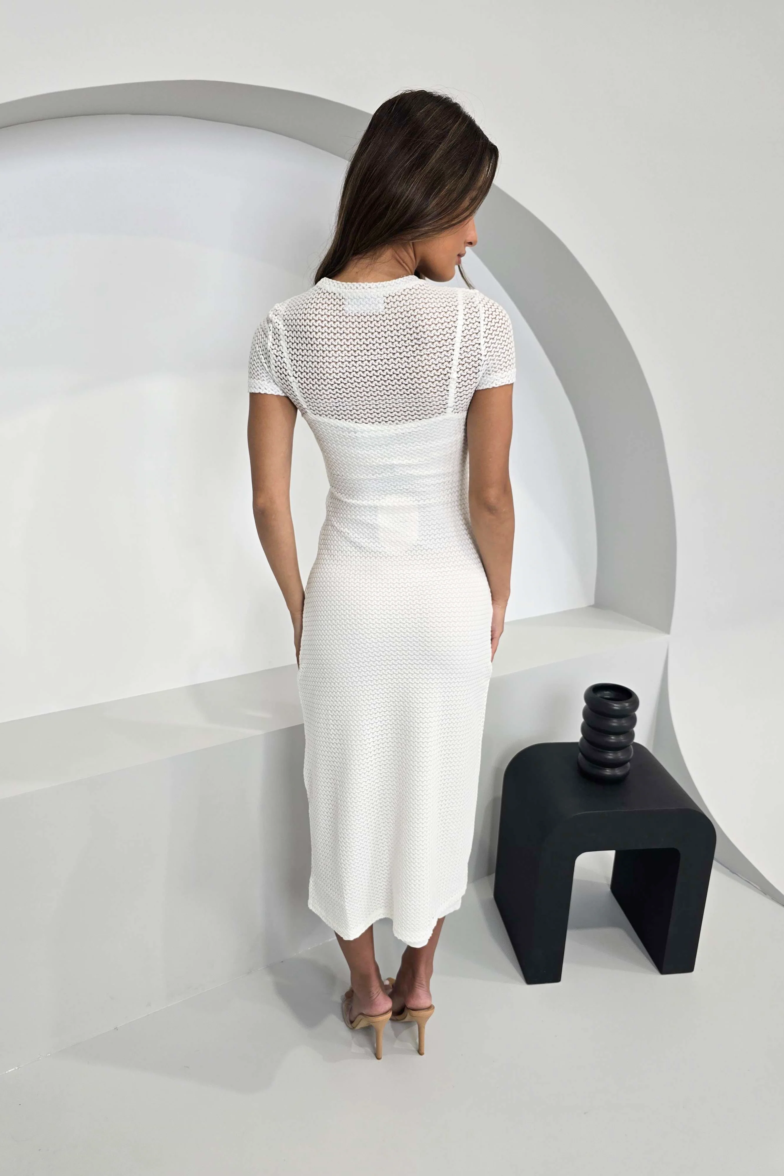 Elegant Lace-Accented White Dress