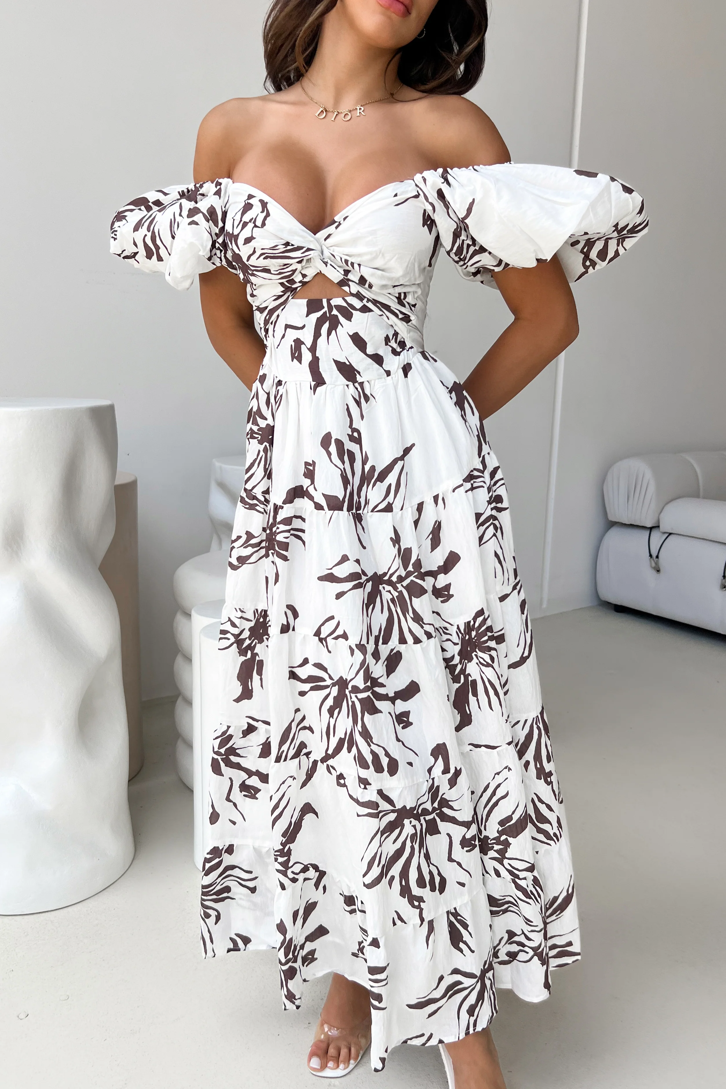 Elegant Off-Shoulder Floral Maxi Dress