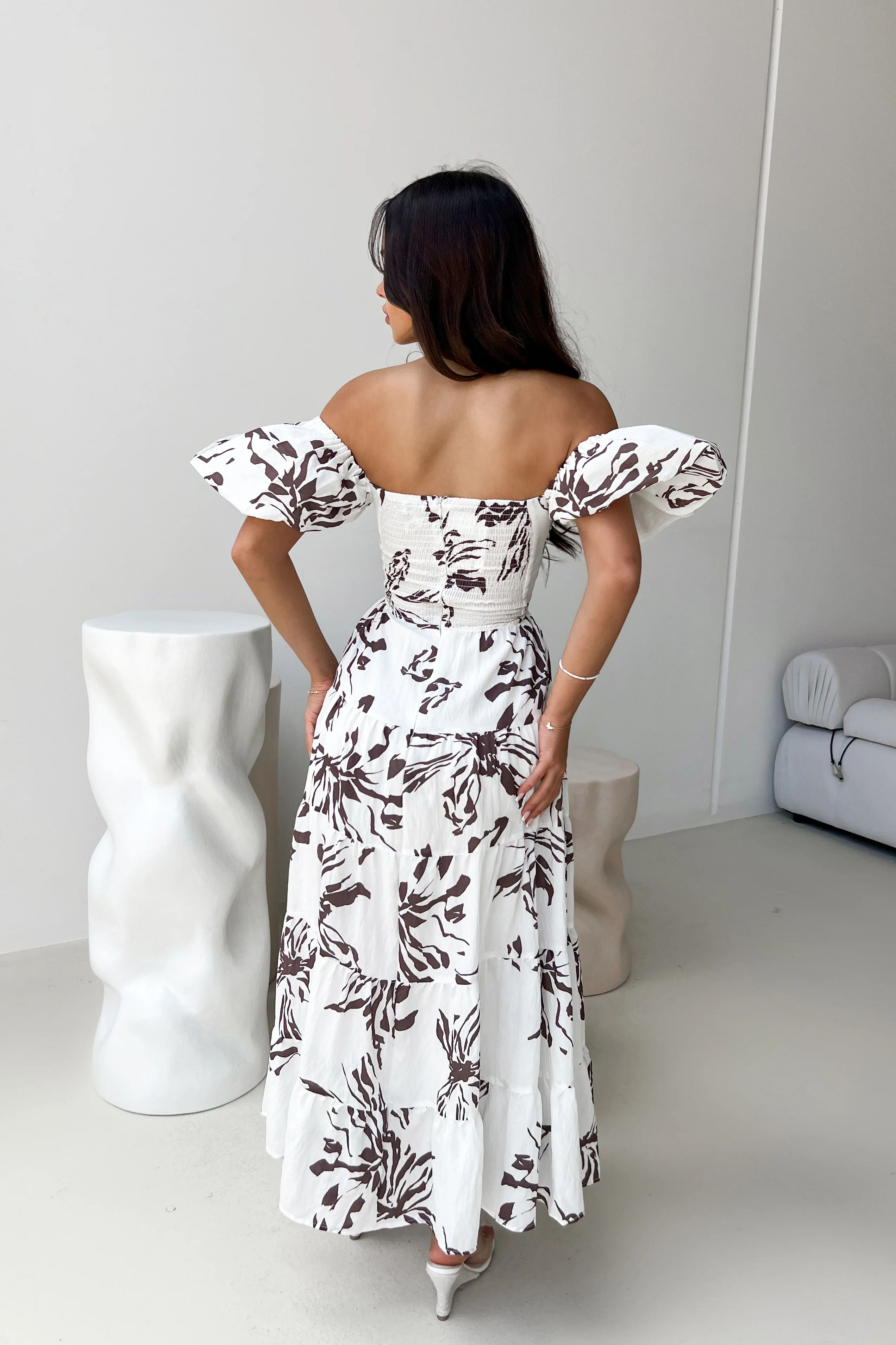 Elegant Off-Shoulder Floral Maxi Dress