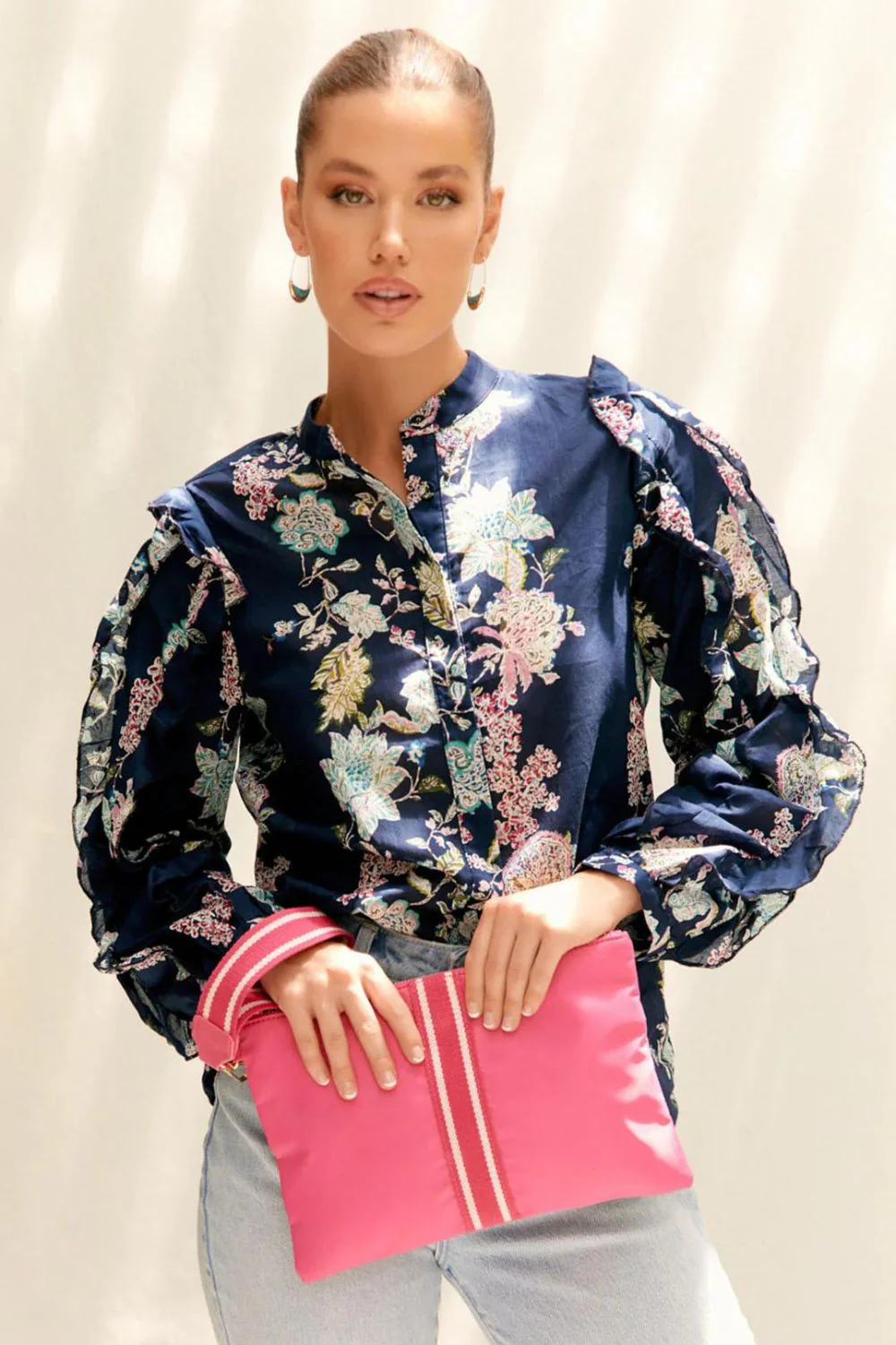 Chic Pink Canvas Clutch