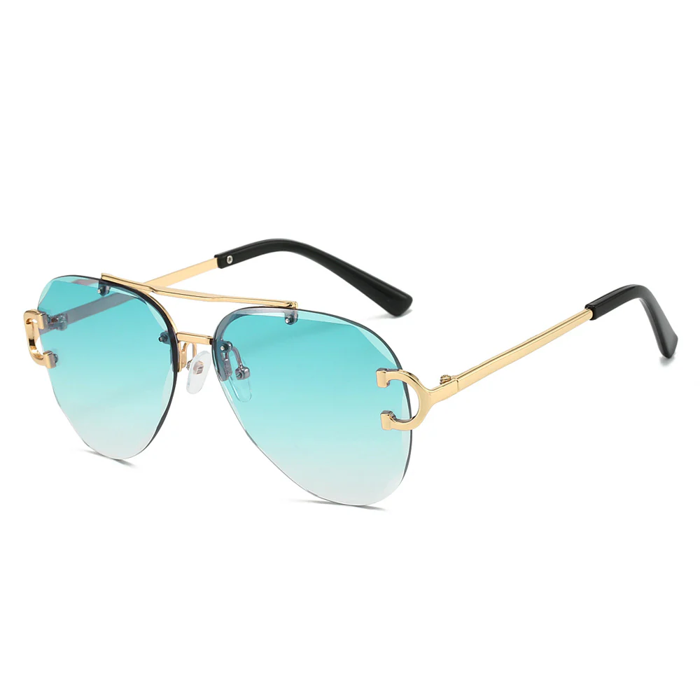Stylish Blue Gradient Rimless Sunglasses