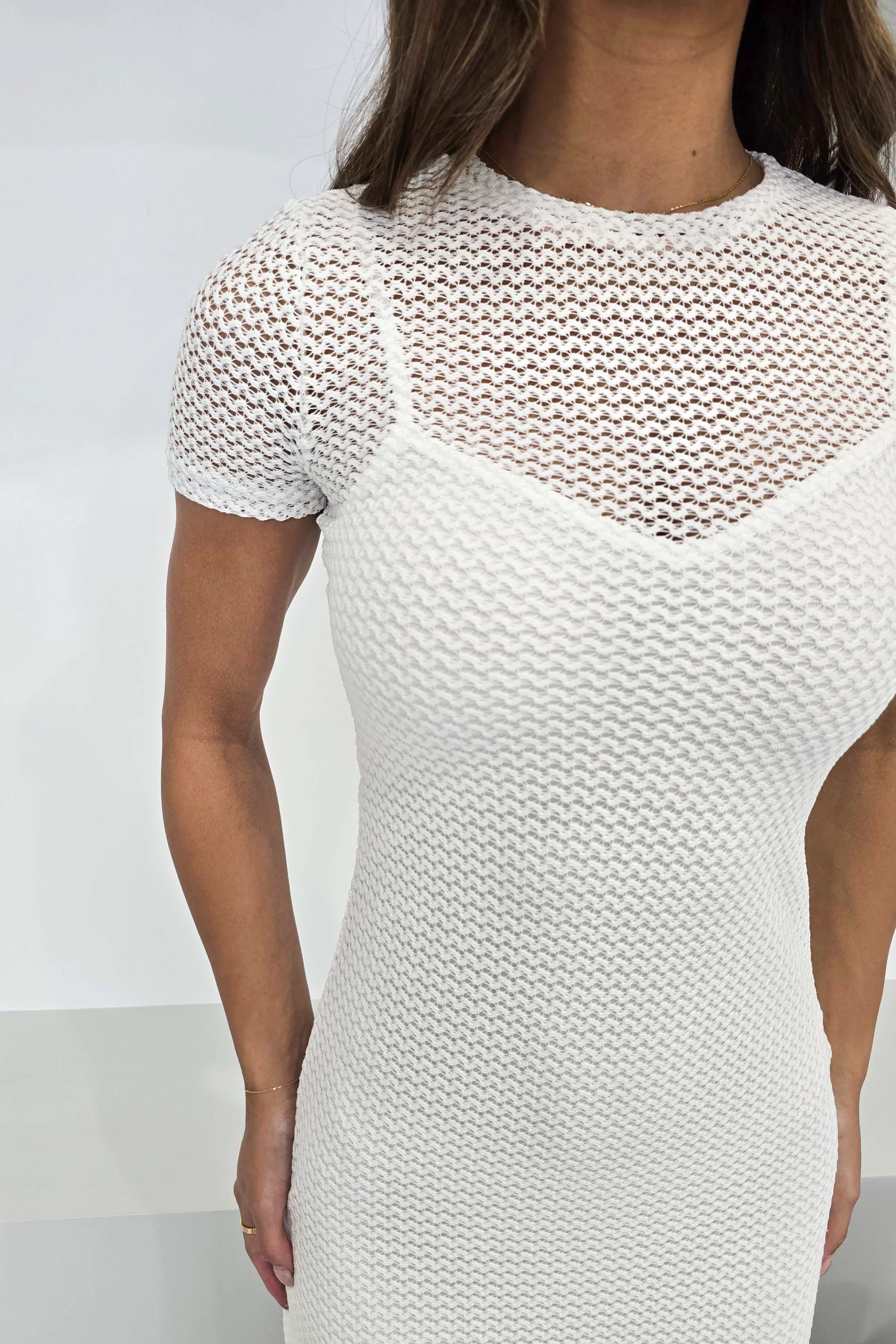 Elegant Lace-Accented White Dress