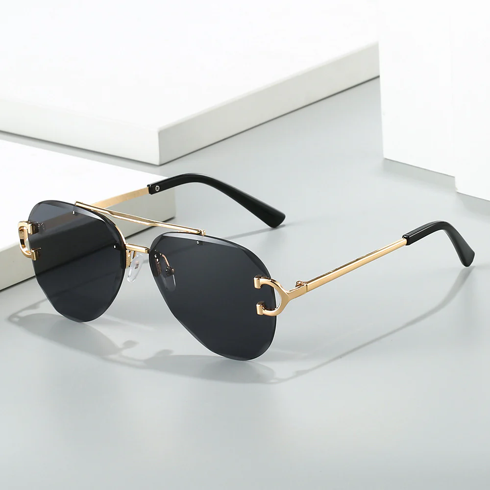 Stylish Blue Gradient Rimless Sunglasses